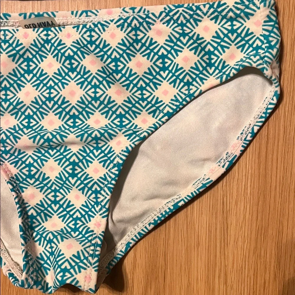 Old Navy Teal Stripe Tankini with Patterned Bottoms, size girls M 8